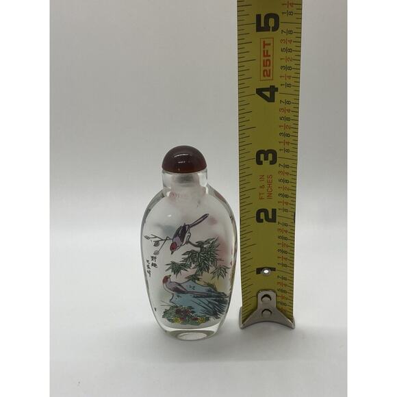 Antique Chinese Snuff Bottle Reverse Glass Painted Birds trees - Picture 8 of 12